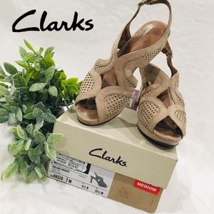 Pre-owned  CLARKS Nubuck Leather HEELS  With Box